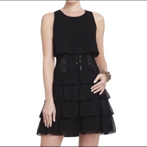 BCBG - Maryna Little Black Dress - Tiered Chiffon - 6 - Picture 8 of 8
